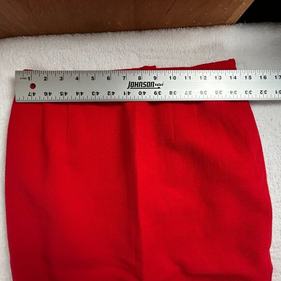 Women's Red Pure Wool Pencil Skirt Size 6 Lined Knee Length Career Made In USA - Picture 7 of 9